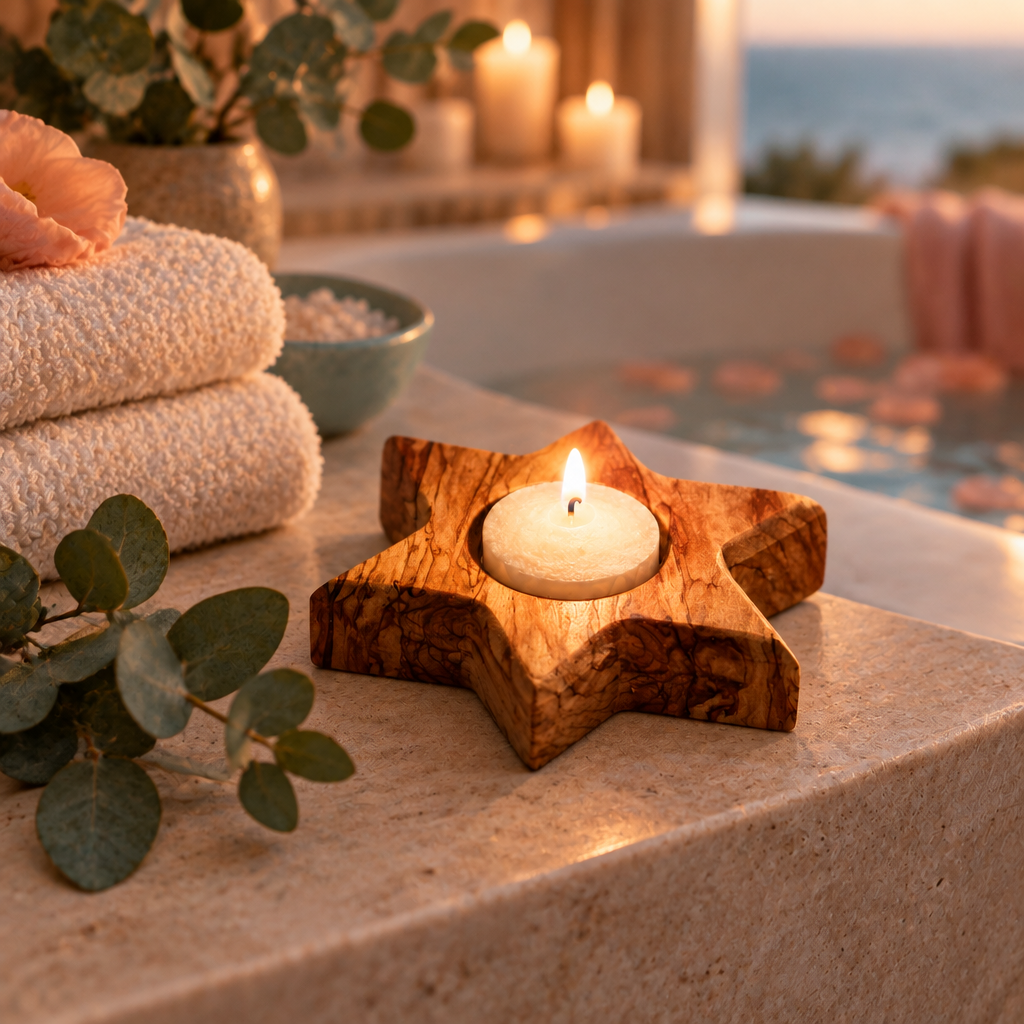 Bougeoir Etoile dans une salle de bain type spa