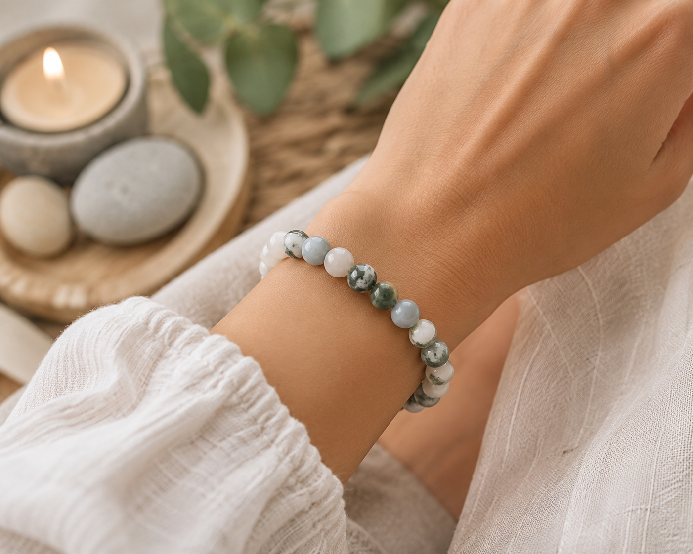 🌿Bracelet boule Agathe Arbre 8mm